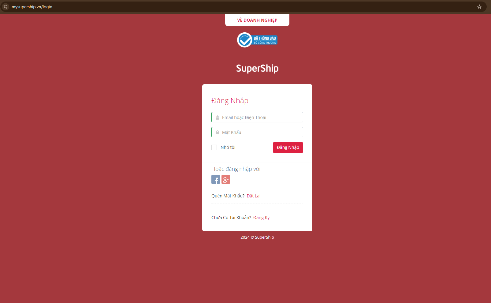đăng nhập SuperShip trước khi kết nối với TPOS